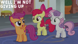 Size: 2000x1125 | Tagged: safe, edit, edited screencap, editor:quoterific, screencap, apple bloom, scootaloo, sweetie belle, g4, marks for effort, cutie mark crusaders, school of friendship