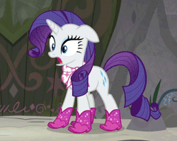 Size: 724x576 | Tagged: safe, screencap, rarity, pony, unicorn, g4, season 8, the end in friend, animated, boots, breathing, clothes, cropped, female, gif, glitter boots, invisible stallion, loop, mare, neckerchief, panting, perfect loop, shoes, solo