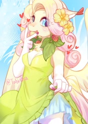 Size: 2480x3508 | Tagged: safe, artist:tabithaqu, oc, oc:sweet cake, pegasus, anthro, clothes, dress, female, solo