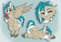 Size: 5940x4140 | Tagged: safe, artist:hornyshorttail, oc, oc only, oc:straw cloud, pegasus, pony, g4, female, flying, looking at you, reference sheet, smiling