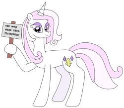 Size: 2636x2287 | Tagged: safe, artist:supahdonarudo, fleur-de-lis, pony, unicorn, g4, eyeshadow, female, high res, holding, makeup, mare, sign, simple background, solo, transparent background