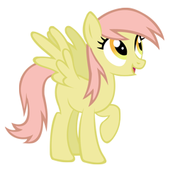 Size: 1592x1611 | Tagged: safe, artist:durpy, high spirits, pegasus, pony, g4, .ai available, .svg available, background pony, female, full body, hooves, looking up, mare, open mouth, open smile, pink hair, pink mane, pink tail, raised hoof, simple background, smiling, solo, spread wings, standing, tail, transparent background, vector, wings, yellow eyes