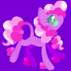 Size: 700x700 | Tagged: safe, artist:virtualcanine, butter pop, earth pony, pony, g4, cute, female, leonine tail, mare, purple background, raised hoof, simple background, tail