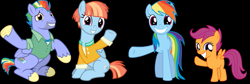 Size: 1281x430 | Tagged: safe, artist:chainchomp2 edits, artist:dashiesparkle, artist:tomfraggle, artist:twilyisbestpone, edit, bow hothoof, rainbow dash, scootaloo, windy whistles, pegasus, pony, g4, 2021, adopted, adopted daughter, adopted offspring, big grin, black background, bowabetes, clothes, cute, cutealoo, dashabetes, family, father and child, father and daughter, female, filly, foal, grin, jacket, male, mare, mother and child, mother and daughter, parent:bow hothoof, parent:windy whistles, parents:windyhoof, scootadoption, scootalove, siblings, simple background, sisters, smiling, stallion, waving, waving at you, windybetes