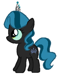 Size: 460x612 | Tagged: artist needed, safe, anonymous artist, diamond tiara, queen chrysalis, earth pony, pony, g4, female, filly, foal, jewelry, palette swap, recolor, simple background, smiling, solo, tiara, white background