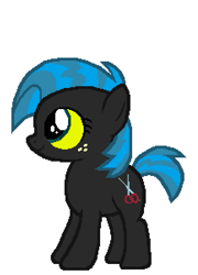 Size: 433x600 | Tagged: artist needed, safe, anonymous artist, babs seed, queen chrysalis, earth pony, pony, g4, female, filly, foal, freckles, palette swap, recolor, simple background, smiling, solo, ultimate chrysalis, white background