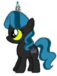 Size: 460x612 | Tagged: artist needed, safe, anonymous artist, diamond tiara, queen chrysalis, earth pony, pony, g4, female, filly, foal, jewelry, palette swap, recolor, simple background, smiling, solo, tiara, ultimate chrysalis, white background