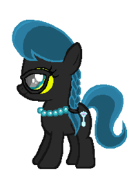 Size: 456x601 | Tagged: artist needed, safe, anonymous artist, queen chrysalis, silver spoon, earth pony, pony, g4, female, filly, foal, glasses, jewelry, necklace, palette swap, pearl necklace, recolor, simple background, smiling, solo, ultimate chrysalis, white background