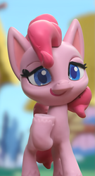 Size: 581x1079 | Tagged: safe, edit, edited screencap, screencap, pinkie pie, earth pony, pony, g4, g4.5, magician pinkie pie (short), my little pony: stop motion short, cute, embarrassed, smiling, solo