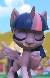 Size: 699x1079 | Tagged: safe, edit, edited screencap, screencap, twilight sparkle, alicorn, pony, g4, g4.5, magician pinkie pie (short), my little pony: stop motion short, chuckle, cute, grin, smiling, solo, twilight sparkle (alicorn)