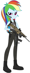 Size: 1671x4037 | Tagged: safe, artist:edy_january, artist:twilirity, edit, vector edit, rainbow dash, human, equestria girls, g4, my little pony equestria girls: better together, armor, assault rifle, belly button, body armor, boots, call of duty, call of duty: modern warfare 2, clothes, combat knife, equipment, female, fn scar, gears, gloves, gun, handgun, knife, m1911, military, origin.12, pistol, rifle, scout, sergeant, shirt, shoes, shotgun, simple background, soldier, solo, special forces, tactical vest, tank top, task forces 141, tomboy, transparent background, united states, vector, vest, weapon