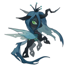 Size: 5082x4920 | Tagged: safe, artist:xinjinjumin5133417, queen chrysalis, changeling, changeling queen, g4, blue hair, blue tail, chibi, female, green eyes, mare, simple background, solo, tail, transparent background