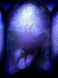 Size: 560x750 | Tagged: safe, artist:不可食用骨, princess luna, alicorn, pony, g4, crying, solo, stained glass
