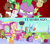 Size: 1280x1115 | Tagged: safe, edit, edited screencap, screencap, applejack, fluttershy, gummy, opalescence, owlowiscious, pinkie pie, rainbow dash, spike, tank, twilight sparkle, winona, alligator, bird, cat, dog, dragon, owl, tortoise, unicorn, g4, games ponies play, just for sidekicks, season 3, 2013, friendship express, locomotive, pet, steam locomotive, steam train, train, unicorn twilight