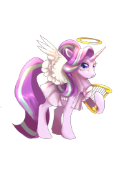 Size: 2000x2827 | Tagged: safe, artist:不可食用骨, starlight glimmer, angel, pony, g4, clothes, cosplay, costume, female, halo, mare, simple background, solo, transparent background