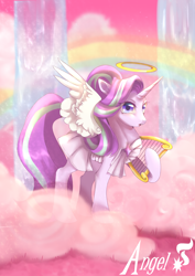 Size: 2000x2827 | Tagged: safe, artist:不可食用骨, starlight glimmer, angel, pony, unicorn, g4, female, heaven, mare, rainbow, solo