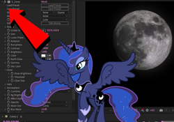 Size: 825x578 | Tagged: safe, princess luna, alicorn, pony, g4, after effects, arrow, female, meme, moon, name joke