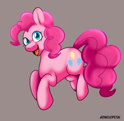 Size: 903x885 | Tagged: safe, artist:asinglepetal, pinkie pie, earth pony, pony, g4, female, gray background, happy, simple background, solo