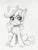 Size: 844x1100 | Tagged: safe, artist:maytee, lyra heartstrings, pony, unicorn, g4, chest fluff, ear fluff, grayscale, monochrome, sitting, smiling, solo, traditional art