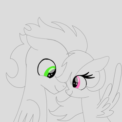 Size: 1400x1400 | Tagged: safe, artist:mrsdashskies, rainbow dash, soarin', pegasus, pony, g4, female, looking at each other, looking at someone, male, mare, ship:soarindash, shipping, sketch, smiling, smiling at each other, stallion, straight