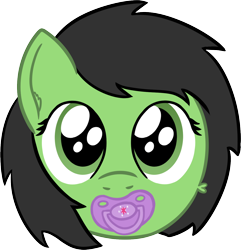 Size: 1238x1282 | Tagged: safe, artist:cleverround, oc, oc only, oc:filly anon, earth pony, pony, bust, cute, female, filly, foal, looking at you, pacifier, simple background, solo, transparent background, twilight sparkle's cutie mark