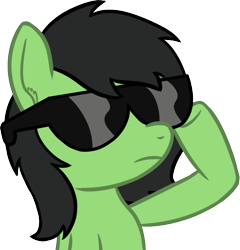 Size: 813x847 | Tagged: safe, artist:craftycirclepony, oc, oc only, oc:filly anon, pony, bust, cool, female, filly, foal, like a boss, raised leg, simple background, solo, sunglasses, transparent background