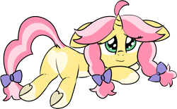 Size: 1695x1051 | Tagged: safe, artist:craftycirclepony, oc, oc only, oc:crafty circles, pony, unicorn, bow, butt, butt freckles, coat markings, cute, dock, female, filly, floppy ears, foal, freckles, hair bow, heart butt, looking at you, lying down, plot, prone, simple background, smiling, socks (coat markings), solo, tail, transparent background, underhoof, wavy mouth