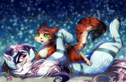 Size: 3471x2264 | Tagged: safe, artist:krissstudios, oc, oc only, oc:meowmix, oc:purapoint, cat, earth pony, pony, cat oc, cute, detailed background, earth pony oc, hug, male, stallion