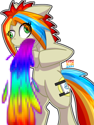 Size: 957x1280 | Tagged: safe, artist:ginpu, oc, oc only, oc:sketchy moves, earth pony, pony, bipedal, female, mare, puking rainbows, simple background, solo, transparent background, vomit, vomiting