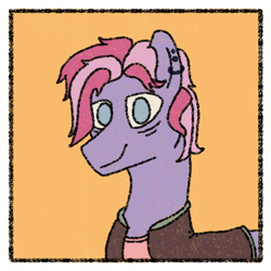 Size: 650x650 | Tagged: safe, artist:nukepony360, oc, oc only, oc:cherry ripe, earth pony, pony, fallout equestria, bags under eyes, border, bust, ear piercing, jacket, male, piercing, portrait, simple background, solo, stallion, varsity jacket