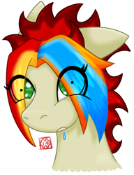 Size: 500x650 | Tagged: safe, artist:ginpu, oc, oc only, oc:sketchy moves, earth pony, pony, drool, eye clipping through hair, female, mare, shrunken pupils, simple background, solo, white background