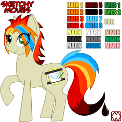 Size: 3017x3000 | Tagged: safe, artist:ginpu, oc, oc only, oc:sketchy moves, earth pony, pony, eye clipping through hair, female, mare, reference sheet, simple background, solo, transparent background