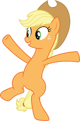 Size: 3000x4548 | Tagged: safe, artist:cloudy glow, applejack, earth pony, pony, g4, pinkie apple pie, .ai available, applejack's hat, bipedal, cowboy hat, female, hat, mare, simple background, solo, transparent background, vector