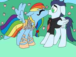 Size: 959x720 | Tagged: safe, artist:dasher666, artist:sneezefeatherwarrior, edit, rainbow dash, soarin', pegasus, pony, g4, female, male, mare, ship:soarindash, shipping, stallion, straight