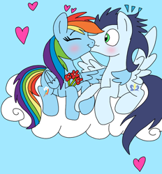 Size: 720x775 | Tagged: safe, artist:dasher666, artist:soarindash4ever, edit, rainbow dash, soarin', pegasus, pony, g4, female, kiss on the lips, kissing, male, mare, ship:soarindash, shipping, stallion, straight