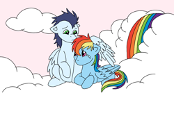 Size: 1018x720 | Tagged: safe, artist:andropov97, artist:dasher666, edit, rainbow dash, soarin', pegasus, pony, g4, female, male, mare, ship:soarindash, shipping, stallion, straight