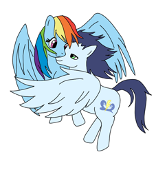 Size: 720x741 | Tagged: safe, artist:dasher666, artist:ponytartstudio, edit, rainbow dash, soarin', pegasus, pony, g4, female, male, mare, ship:soarindash, shipping, simple background, stallion, straight, white background