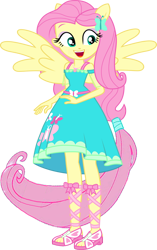 Size: 564x898 | Tagged: safe, artist:dustinwatsongkx, edit, editor:incredibubbleirishguy, vector edit, fluttershy, equestria girls, g4, my little pony equestria girls: better together, boho, clothes, dress, flutterbeautiful, fluttershy boho dress, ponied up, pony ears, ponytail, simple background, solo, spread wings, transparent background, vector, wings