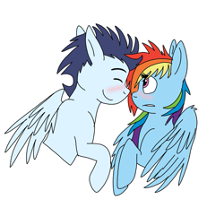 Size: 775x720 | Tagged: safe, artist:dasher666, artist:sanddragon189, edit, rainbow dash, soarin', pegasus, pony, g4, female, male, mare, ship:soarindash, shipping, simple background, stallion, straight, white background