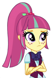 Size: 831x1201 | Tagged: safe, edit, edited screencap, screencap, sour sweet, human, equestria girls, g4, background removed, crossed arms, cute, looking at something, png, simple background, solo, sourbetes, transparent background