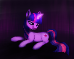 Size: 1350x1080 | Tagged: safe, artist:zedaval, twilight sparkle, unicorn, g4, female, lying down, magic, magic aura, solo, unicorn twilight