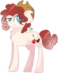 Size: 1374x1722 | Tagged: safe, artist:gallantserver, oc, oc only, oc:cordial berry, earth pony, pony, female, hat, mare, offspring, parent:buffalo bull, parent:cherry jubilee, simple background, solo, transparent background