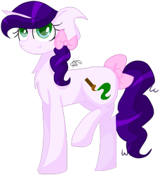 Size: 1797x1969 | Tagged: safe, artist:gallantserver, oc, oc only, oc:purple palette, pony, unicorn, bow, concave belly, female, mare, simple background, solo, tail, tail bow, transparent background