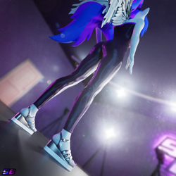 Size: 2160x2160 | Tagged: safe, artist:shadowboltsfm, oc, oc:inkwell stylus, anthro, plantigrade anthro, 3d, blender, clothes, feet, female, high res, implied tail hole, leggings, low angle, not sfm, sandals, solo, tail, wedge heel