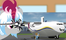 Size: 7485x4624 | Tagged: safe, artist:ponyrailartist, oc, oc only, oc:skittle, oc:windshear, kirin, pegasus, pony, an 22, antonov, kirin oc, micro, plane, scale model, tiny, tiny ponies, vehicle