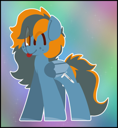 Size: 1896x2048 | Tagged: safe, artist:moonydusk, oc, oc only, oc:skittle, pegasus, pony, ;p, gradient background, one eye closed, solo, tongue out, wink