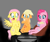 Size: 2616x2208 | Tagged: safe, artist:xxnation-foredawnxx, applejack, fluttershy, pinkie pie, earth pony, pegasus, pony, g4, female, floppy ears, food, popcorn, watching tv