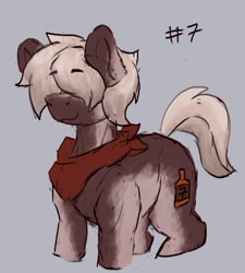 Size: 599x667 | Tagged: safe, artist:reddthebat, oc, oc only, oc:number seven, earth pony, pony, bandana, coat markings, eyebrows, eyebrows visible through hair, gray background, hair over eyes, male, simple background, solo, stallion