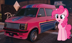Size: 816x487 | Tagged: safe, artist:didgereethebrony, part of a set, pinkie pie, earth pony, pony, g4, 1000 years in photoshop, car, grand theft auto, gta online, solo