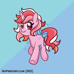 Size: 1500x1500 | Tagged: safe, artist:redpalette, galaxy (g1), pony, unicorn, g1, bow, cute, female, mare, sgap, smiling, sogreatandpowerful, space, tail, tail bow, trotting